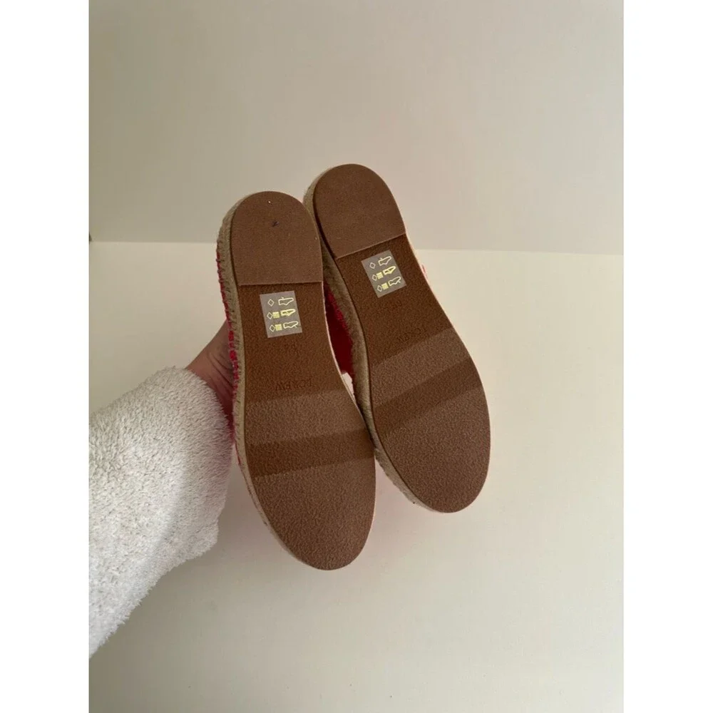 J.Crew Mary Jane Hot Pink Pearl Buckle Espadrille Flats